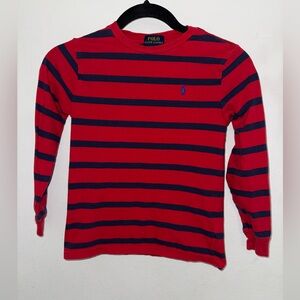 Polo by Ralph Lauren Red and Navy Striped Long Sleeve Tee